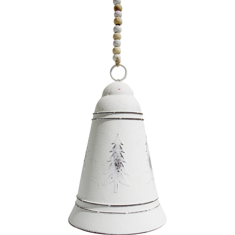 LVD Metal Bell Christmas Tree Hanging Ornament Festive Decor 15x9.5cm White