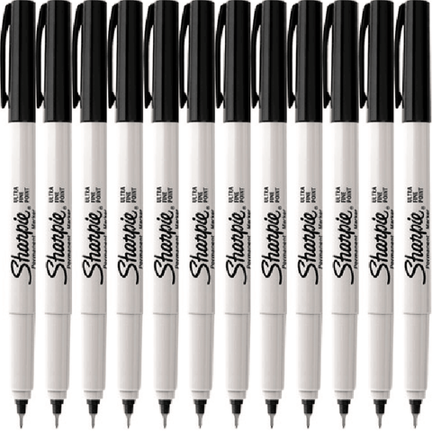 Sharpie Box 12 Permanent Marker Pen Ultra Fine 0.3mm (Black)