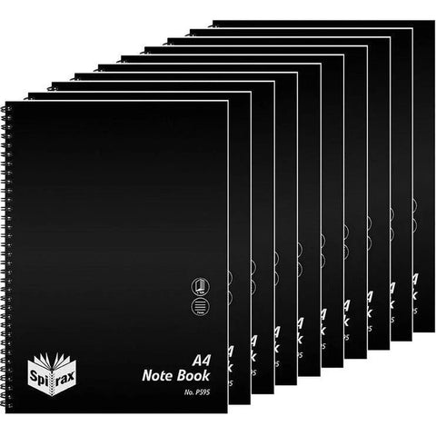 Spirax P595 A4 Notebook - Black (10 Pack)