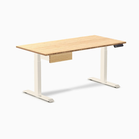 Desky Single Standing Desk With Drawer - Bamboo / 1500x750mm / Wheat