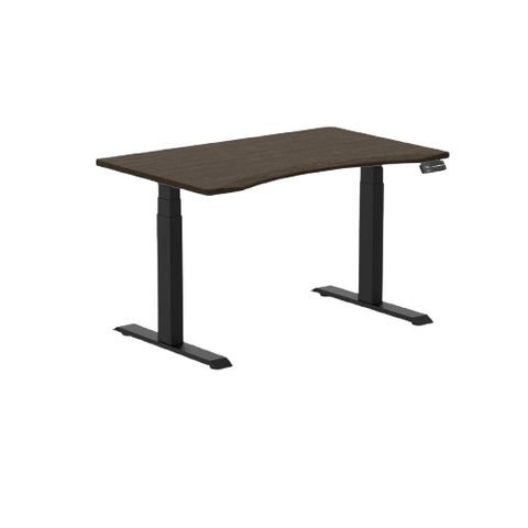 Desky Dual Ergo Edge Sit Stand Desk 120cm Dark Bamboo Desktop and Matte Black Frame