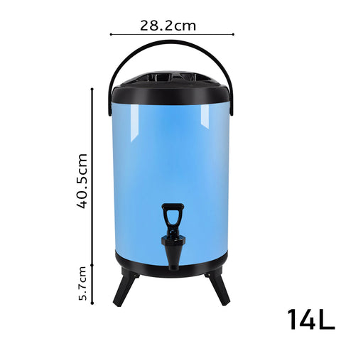 SOGA 14L Insulated Stainless Steel Beverage Dispenser with Faucet (Blue)