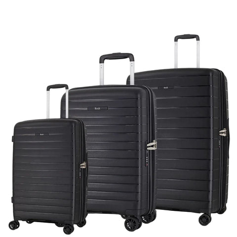 Rock Palma 3 Pce Set Lightweight Hardsided Suitcase - Black
