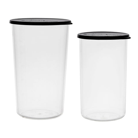 Bamix 2pc Plastic Beakers Kitchen Jug Food Container Organiser with Lid Clear
