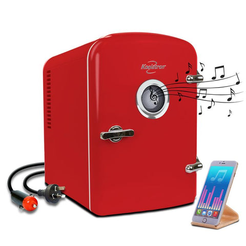 Koolatron Mini Fridge with Bluetooth Speaker 4L Red