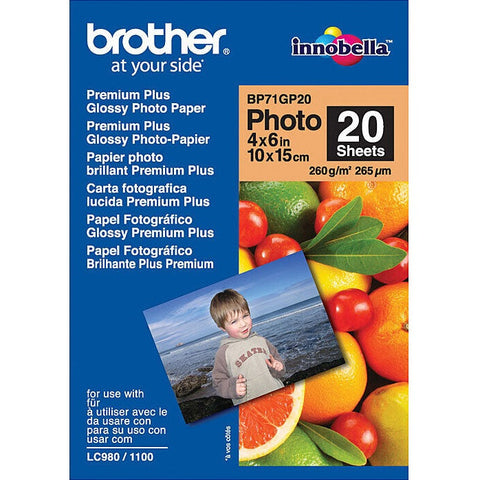 Brother Innobella Premium Plus Glossy Photo Paper 260Gsm 6x4" Inch Pack 20 Sheets