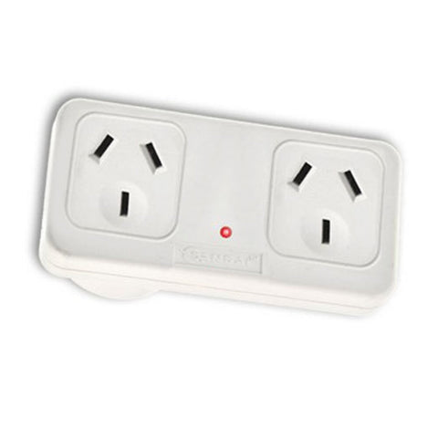 Sansai Horizontal Right Side Powerpoint Double Surge Protector Adaptor