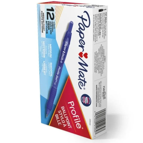 Papermate Profile BallPoint 1.0mm Medium Pen (Blue) [Box 12]