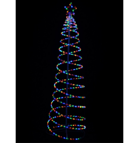 1.8m Multi Colour LED Rope Light 3D Spiral Outdoor Christmas TreeMulti Colour on White Frame
