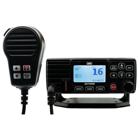 GME GX720AD VHF DSC Marine Fixed Mount Radio with AIS Receiver - Black