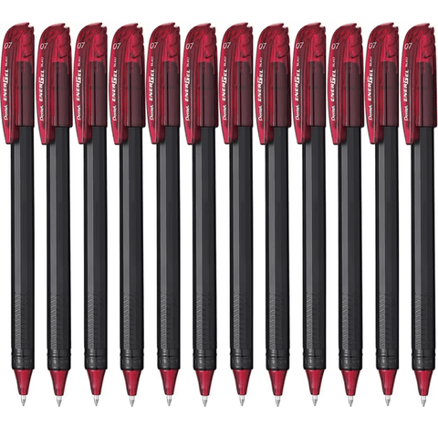 Pentel Box 12 EnerGel BL417 Gel Roller Pen 0.7mm (Red)