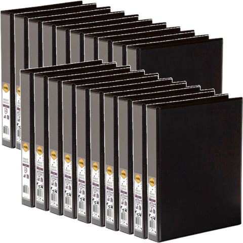 Marbig Clear View Insert Ring Binder Folder 4D 25mm A4 Black Box 20
