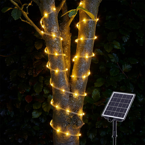 Lexi Lighting Solar Powered 10m LED Rope Christmas Lights Warm White