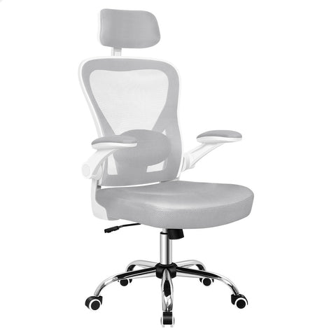 ALFORDSON Mesh Office Chair Executive Computer Fabric Seat (Grey) White