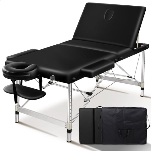 ALFORDSON Massage Table 3 Fold 65cm Foldable (Black)