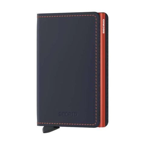 Secrid Slimwallet Compact RFID Slim Matte Leather Card Wallet Night Blue/Orange