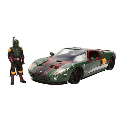 Jada 1:24 Scale Star Wars 2005 Ford GT With Boba Fett Figure Diecast Car Model