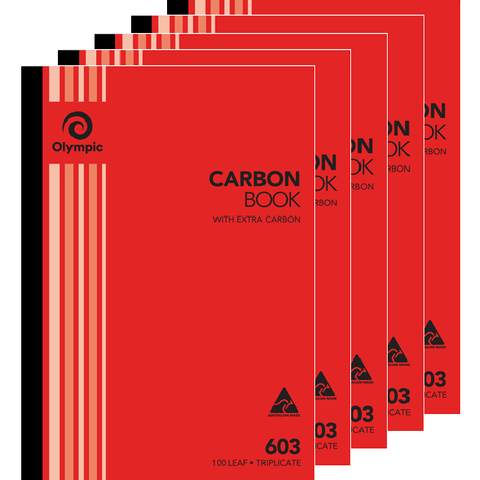 Olympic 5 Pack 603 Triplicate Carbon Book 100 Leaf Bulk