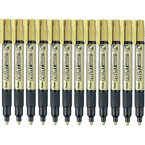 Pentel MMP20 Box 12 Paint Marker Medium Bullet Point (Gold)
