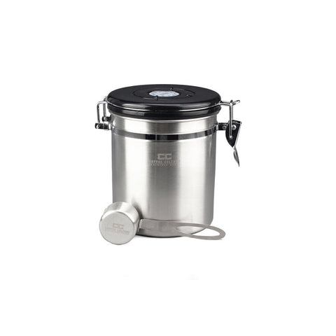 Coffee Culture Medium Coffee Canister Storage Round Container 13x15cm (Silver)