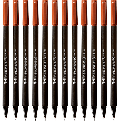 Artline Box 12 Supreme Fineliner Pen 0.4mm (Brown)
