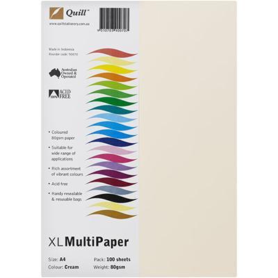 Quill Coloured A4 Copy Paper 80Gsm Pack 100 Sheets (Cream)