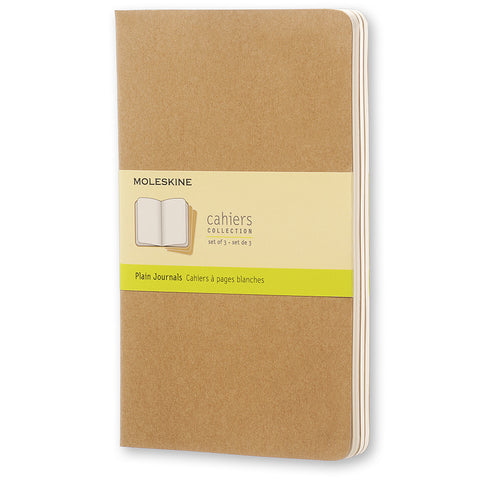 Moleskine 80 Pages Plain Cahier Notebook Large (Kraft) [3-Pieces]