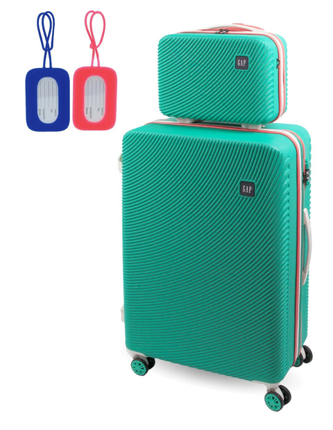 GAP Large Hard-Shell Luggage & Mini Beauty Travel Case Set w/ Tag Turquoise