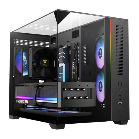 Gamdias ATLAS M3M M-ATX PC Case Tempered Glass with 3 ARGB Fans