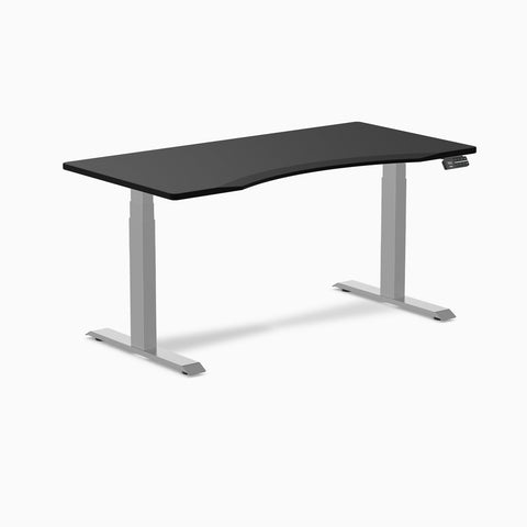 Desky Dual Ergo Edge Sit Stand Desk 150cm Black Desktop and Grey Frame