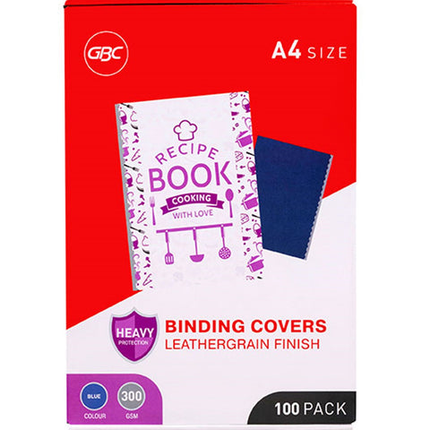 GBC Leathergrain 300GSM A4 Binding Covers (Blue) [Pack of 100]