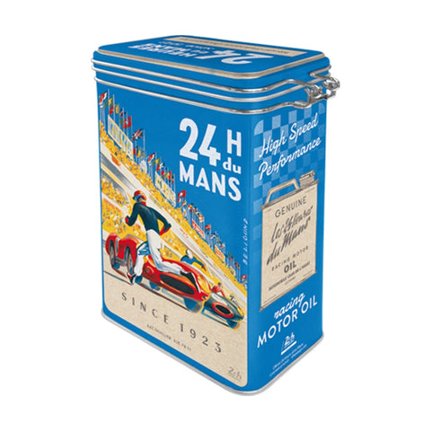 Nostalgic-Art Clip Top Storage Tin 24H Le Mans Racing Poster Blue 7.5x11x17.5cm