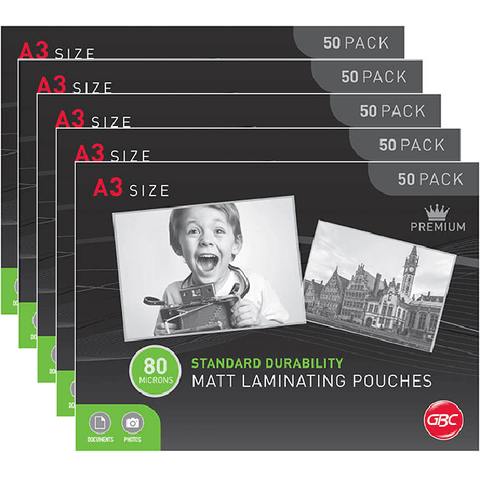GBC Laminating Pouches Matte Frost 80 Micron A3 (Clear) [Pack 5]
