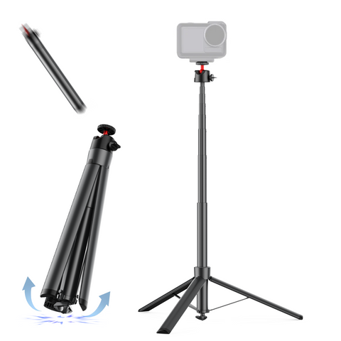 ZLOS PS15 Action Camera Tripod Stand, 1.8m Extendable Tripod with 360° Rotation & 1/4" Screw Mount