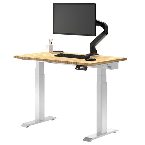 Desky Dual Mini Bamboo Sit Stand Desk 80cm (Bamboo Desktop/White Frame)