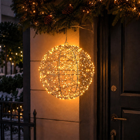 Lexi Lighting Woven Wire LED Metal Ball - Amber + Warm White - Large
