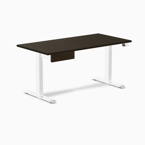 Desky Dual Bamboo Standing Desk With Drawer Dark Bamboo Standing Desk With Drawer 150cm and White Frame