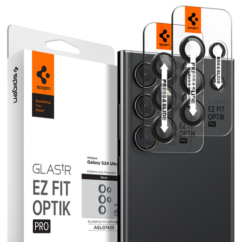 Spigen Samsung Galaxy S24 Ultra EZ Fit GLAS.tR Optik Pro 2PCS Camera Lens Protector - Black