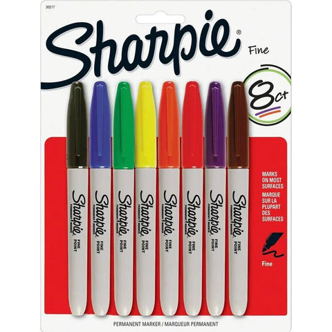 Sharpie Permanent Marker Bullet Point Fine 1mm (Assorted) [Pack 8]