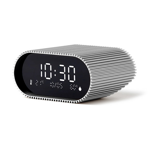 Lexon Ray Clock LCD Alarm Clock with Temp and Humidity Display (Alu Polish)