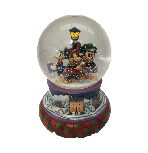 Jim Shore Disney Traditions - Mickey & Friends - Caroling for the Holidays Snow Globe
