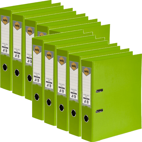 Marbig Linen Lever Arch File Folder PE A4 75mm (Lime Green) [Box 10]