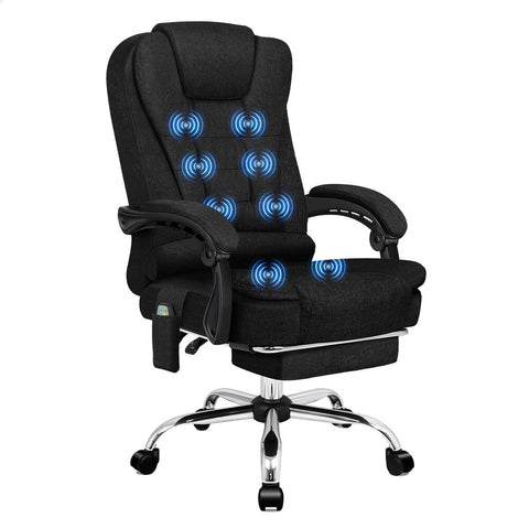 ALFORDSON Office Chair Massage Heated Seat Fabric (Black)