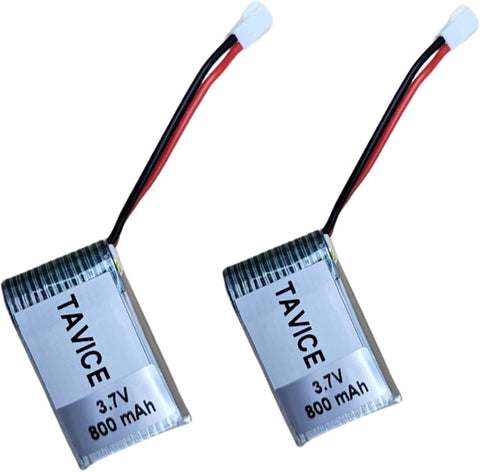 TAVICE 2 Pack 3.7V 800mAh LiPo Battery Pack Compatible with RC Airplanes & Drones (1/2/3 PCS Options)