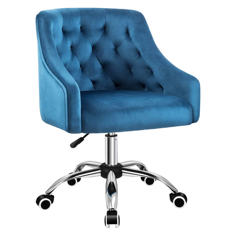 ALFORDSON Velvet Office Chair Fabric Swivel Armchair Computer Adult Kids (Blue)