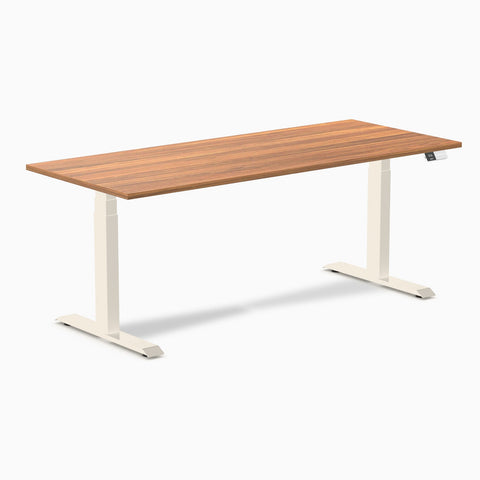 Desky Dual Melamine Sit Stand Desk 180cm Prime Oak Desktop and Wheat Frame