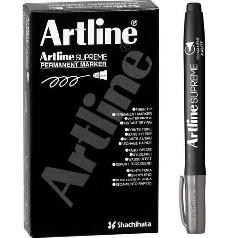 Artline Supreme Permanent Marker Box of 12 (Grey)