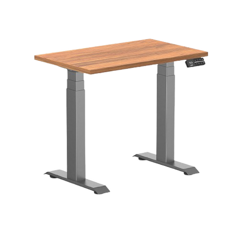 Desky Dual Mini Sit Stand Desk 800 x 500 Prime Oak Desktop and Space Grey Frame