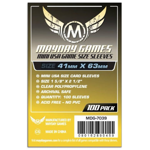 Mayday Games Mayday Mini USA Game Size Sleeves Pack of 100 41 X 63 MM Yellow