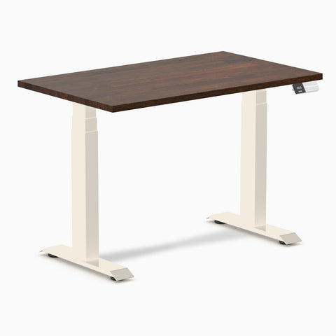 Desky Dual Mini Rubberwood Sit Stand Desk 80cm Dark Walnut Desktop and Wheat Frame